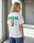 02. Top blanc col rond imprimé MATCHA