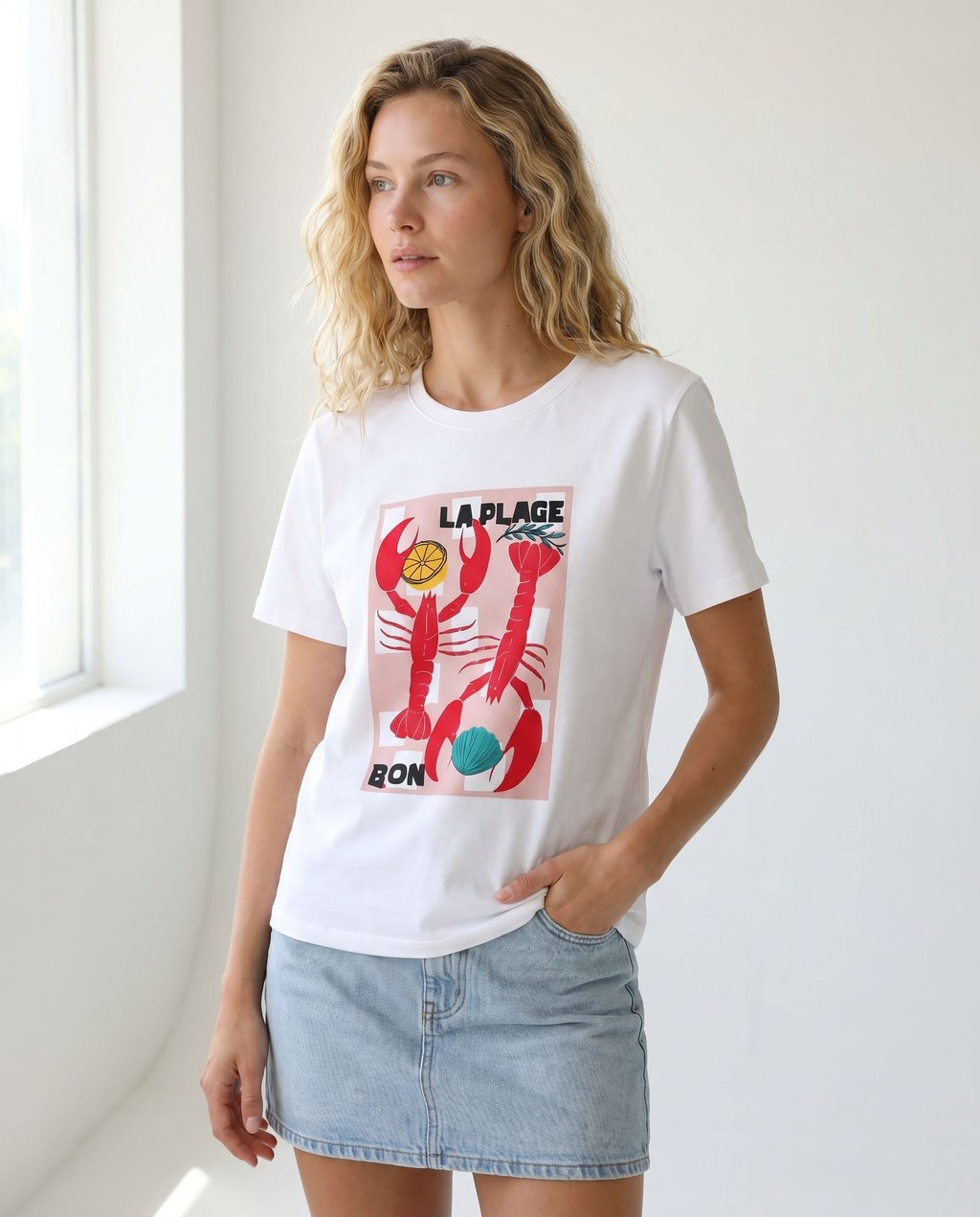 02. Top coton imprimé homards col rond