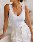 top dentelle blanc col V