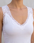 Zoom encolure dentelle blanc