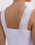 Zoom dos bretelles dentelle blanc