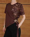 02. 02 top asymetrique dentelle chocolat drape a boucle image 4