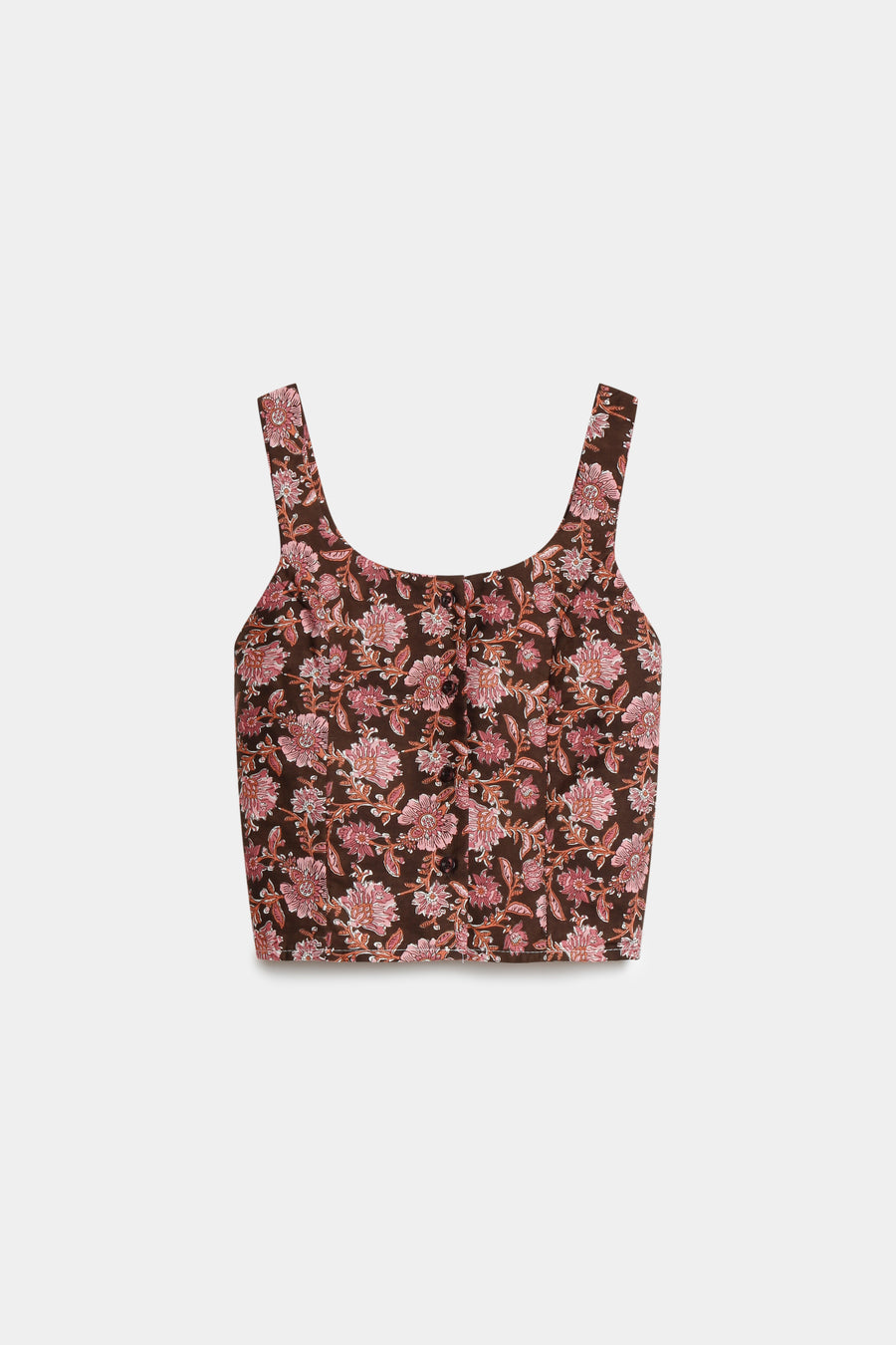 top fleuri boutonne en coton dos smocke image 4