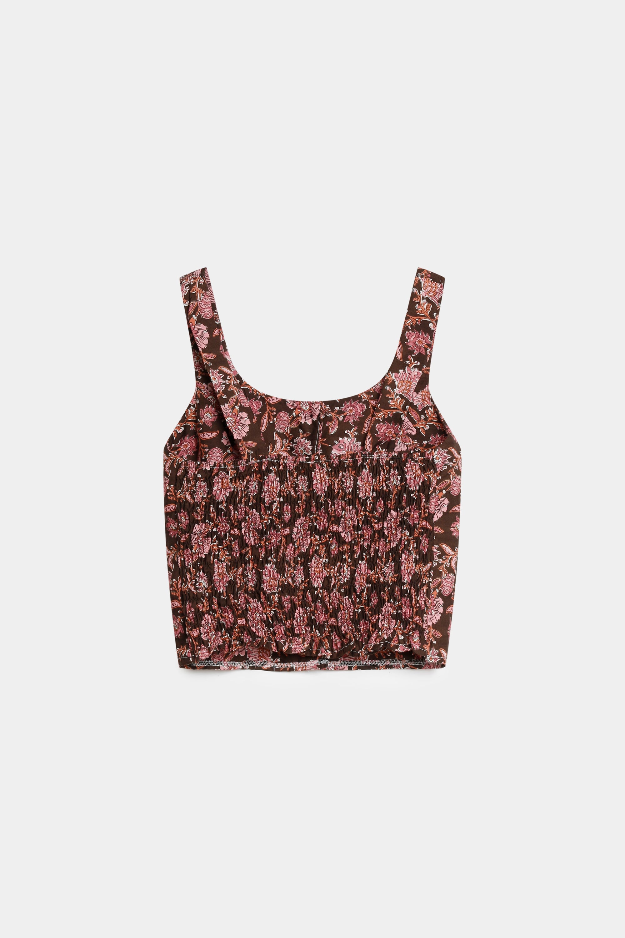top fleuri boutonne en coton dos smocke image 5