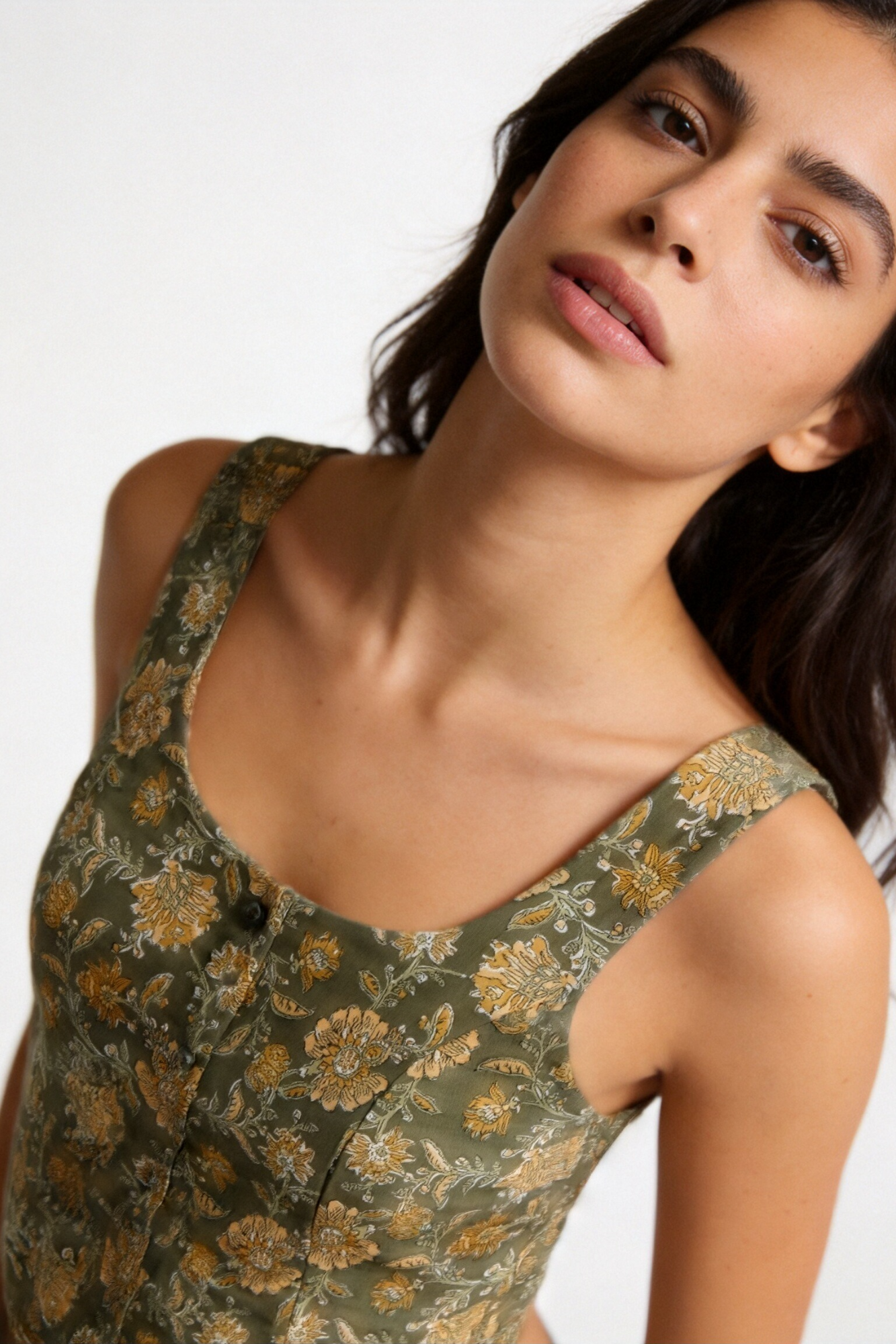 top fleuri boutonne en coton dos smocke image 6