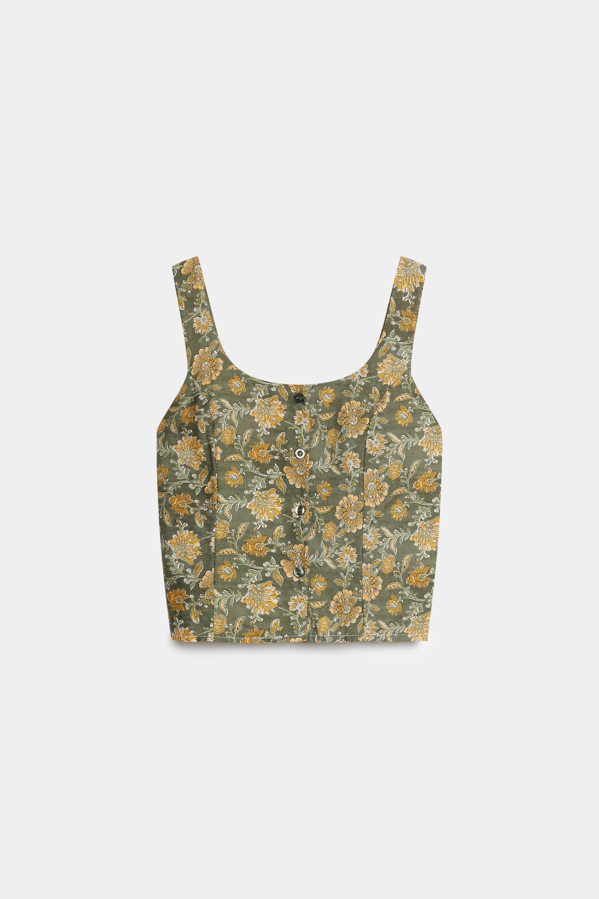 top fleuri boutonne en coton dos smocke image 8