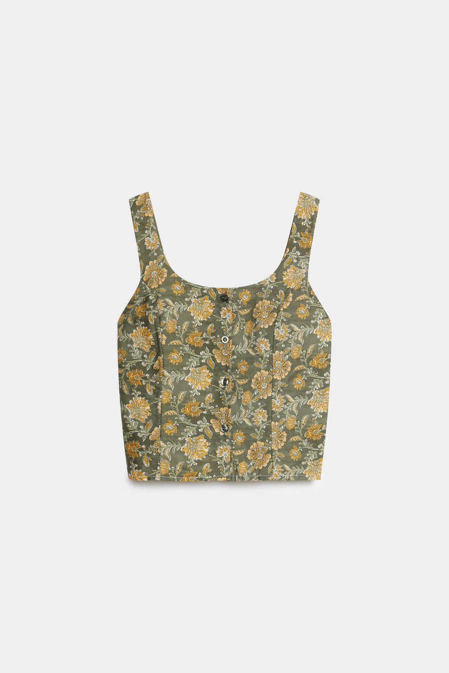 top fleuri boutonne en coton dos smocke image 8