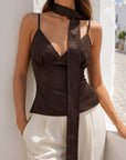 Caraco jacquard avec ruban assorti