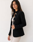 veste officier noire trois quarts