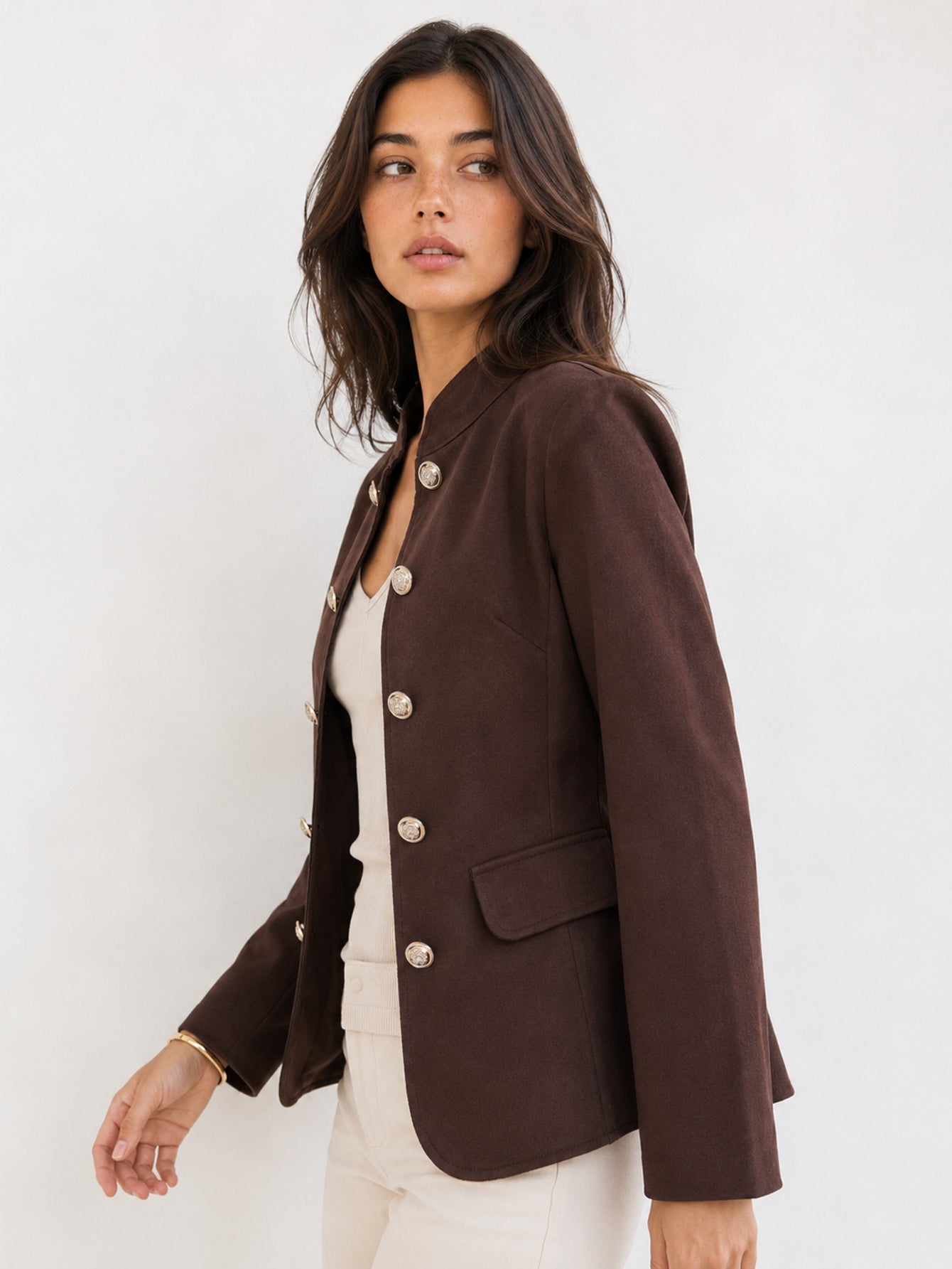 veste officier marron profil