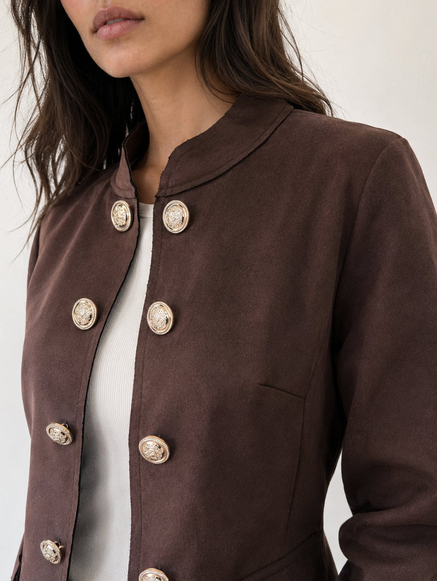 veste officier marron boutons dorés