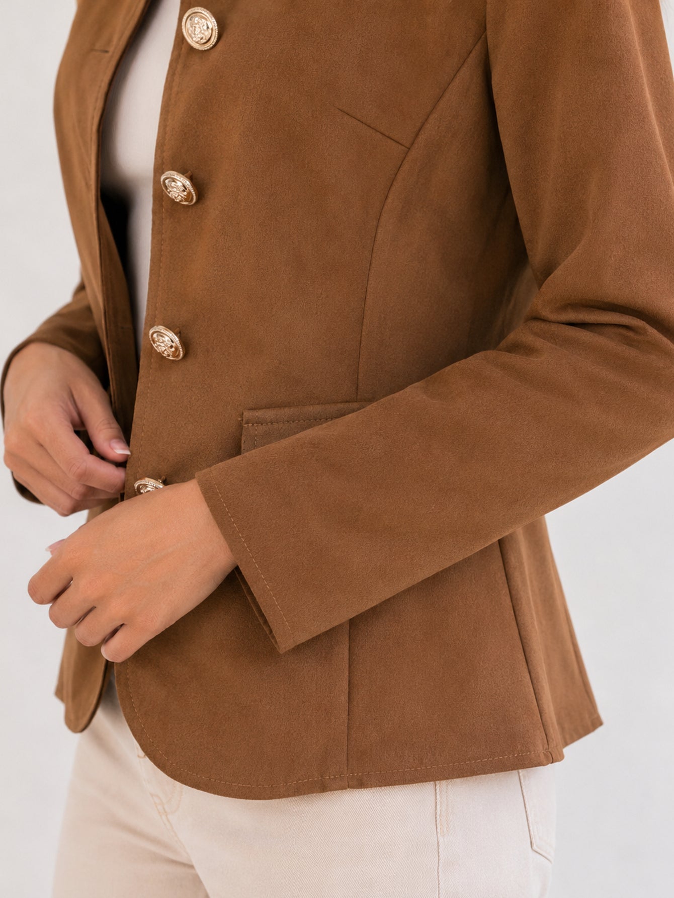 veste officier camel poche à rabat