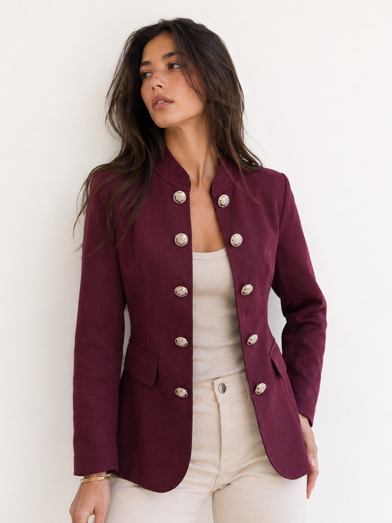veste officier bordeaux trois quarts