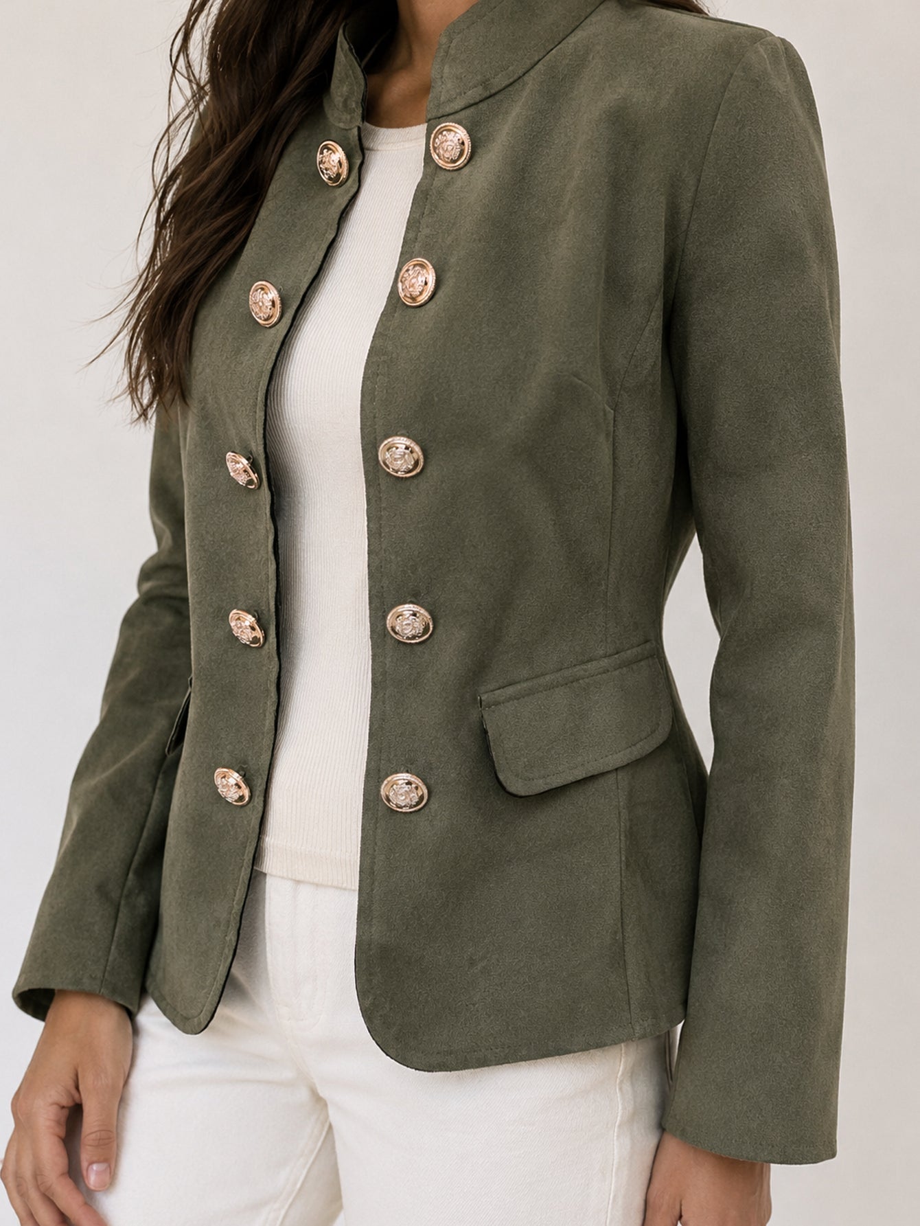 veste officier kaki poche à rabat