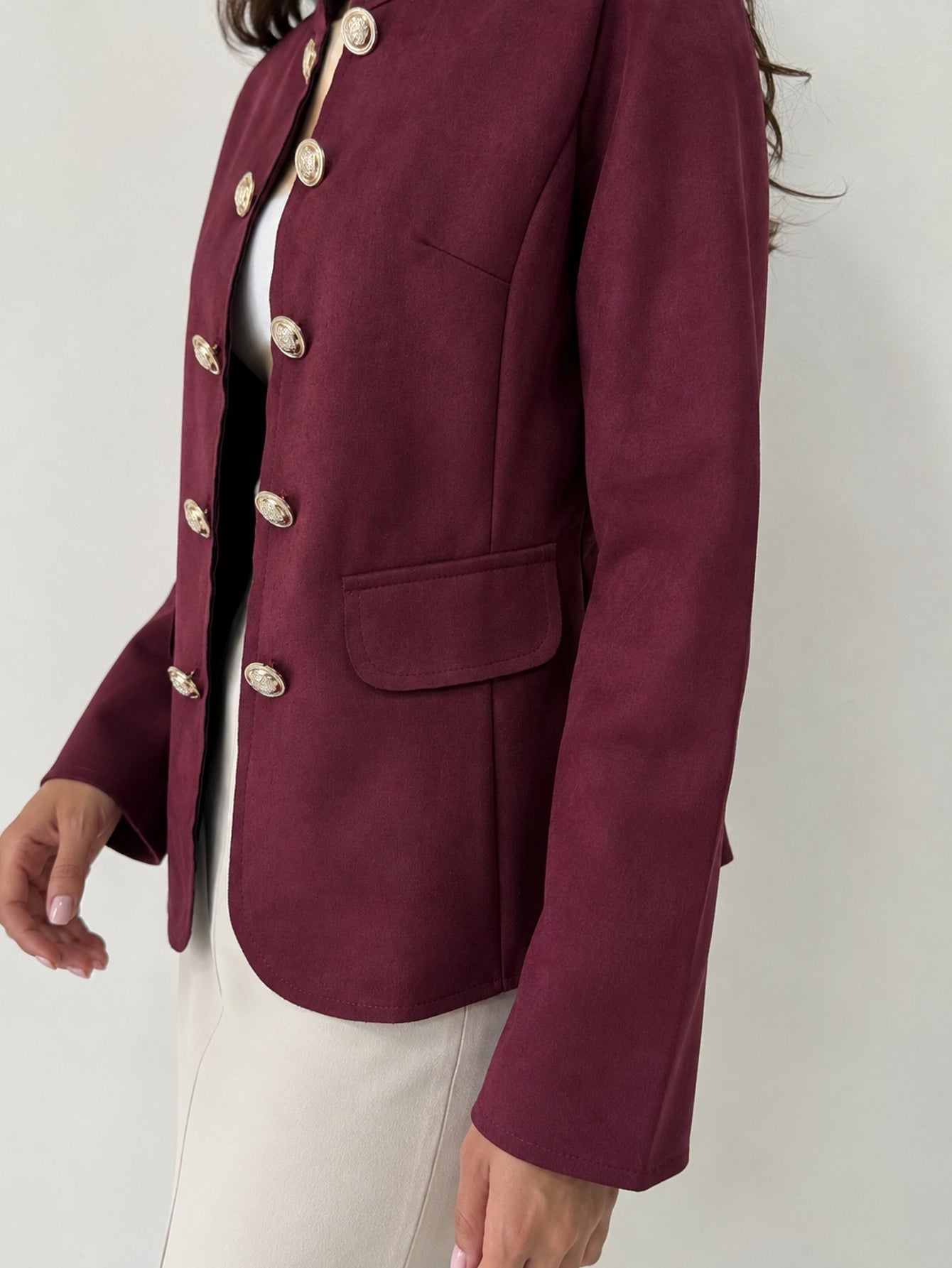veste officier bordeaux poche à rabat