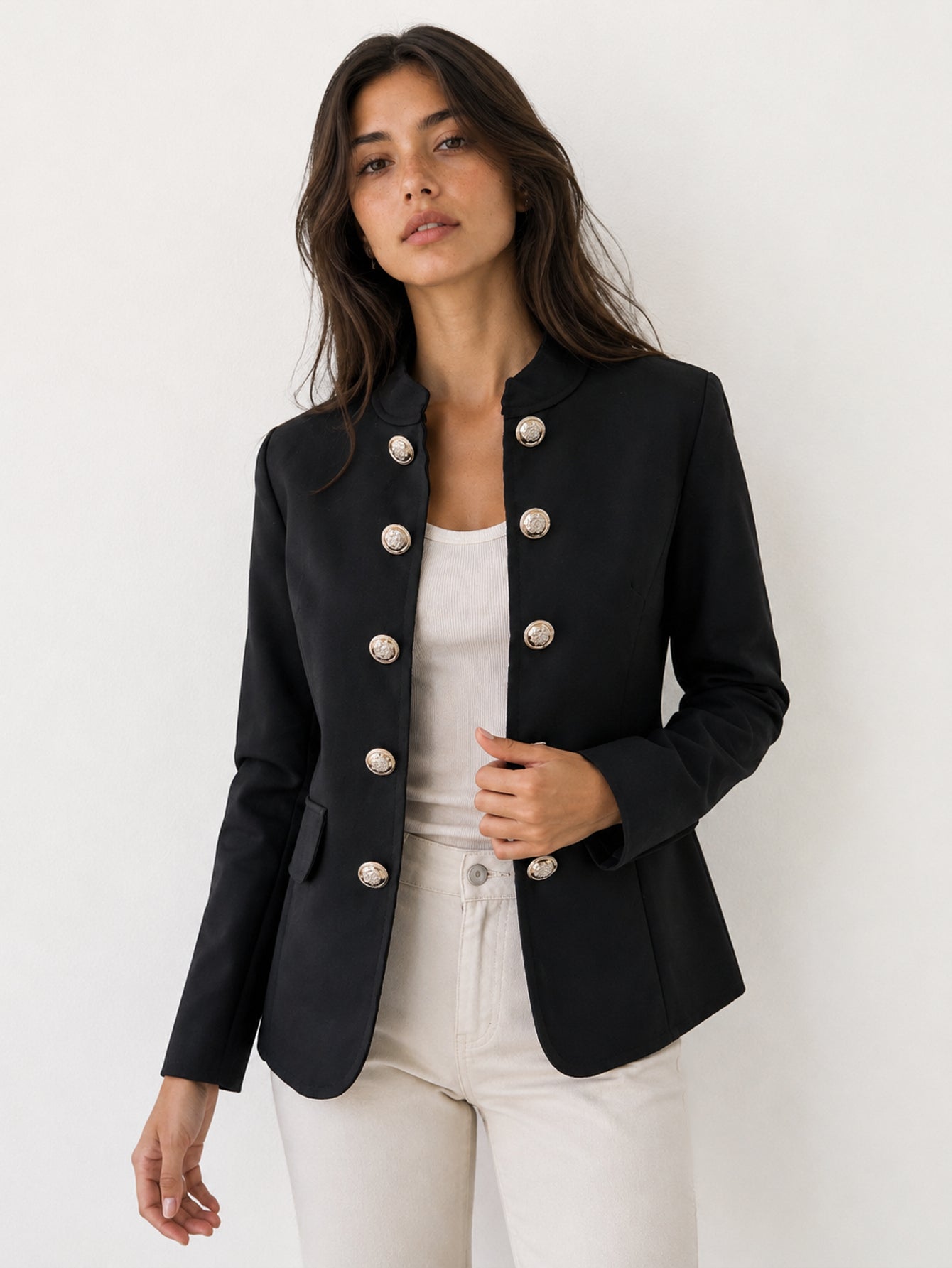 veste officier en suédine noire face