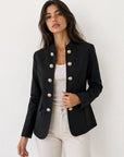 veste officier en suédine noire face