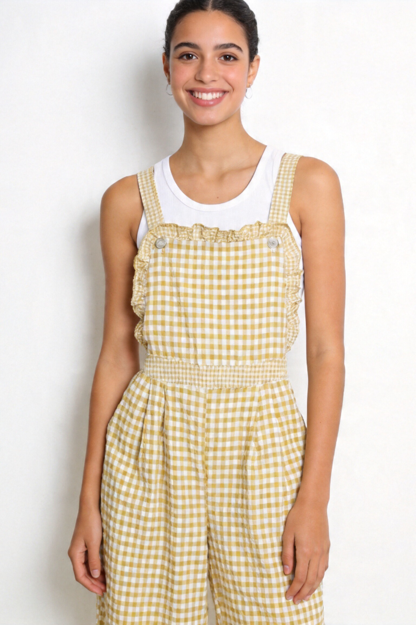 combinaison salopette vichy jaune