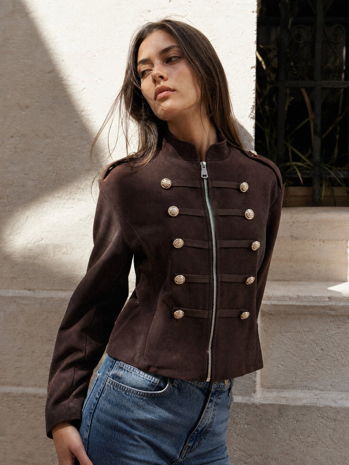 Veste officier en extérieur marron