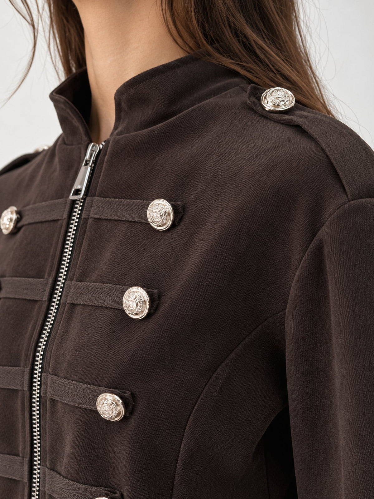 Veste officier détail épaulettes marron