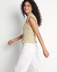 top fille carreaux jaune