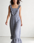 robe midi à carreaux volants portée