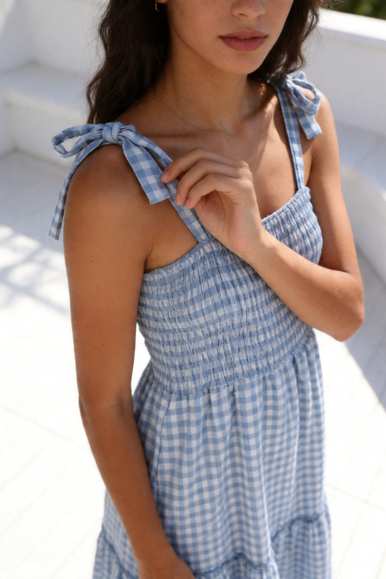 robe fluide détails bretelles noeud smocks