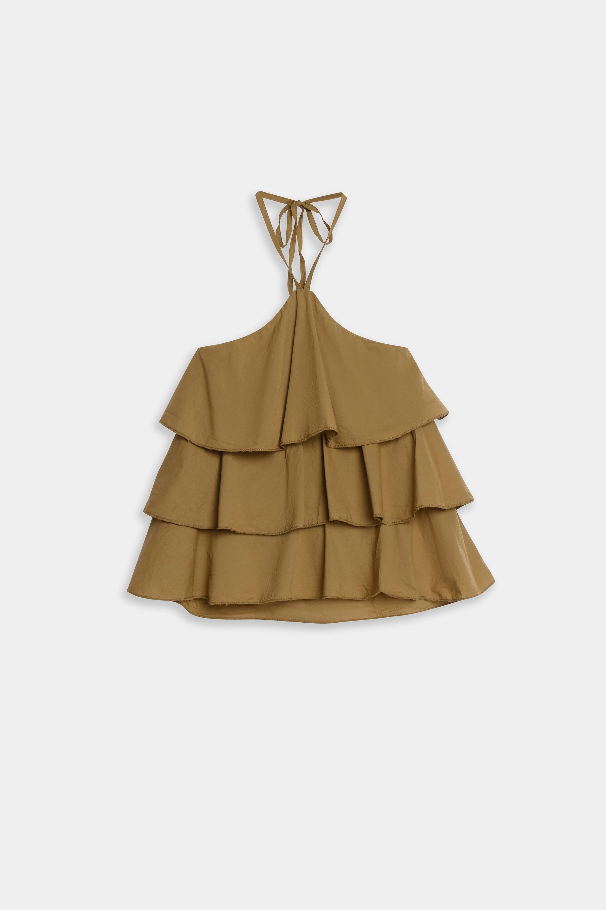 top halter coton olive à plat féminin