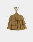 top halter coton olive à plat féminin