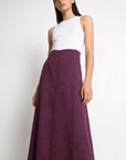 jupe midi lin viscose violet coupe ajustée