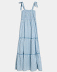 robe longue à carreaux bleu clair vue à plat