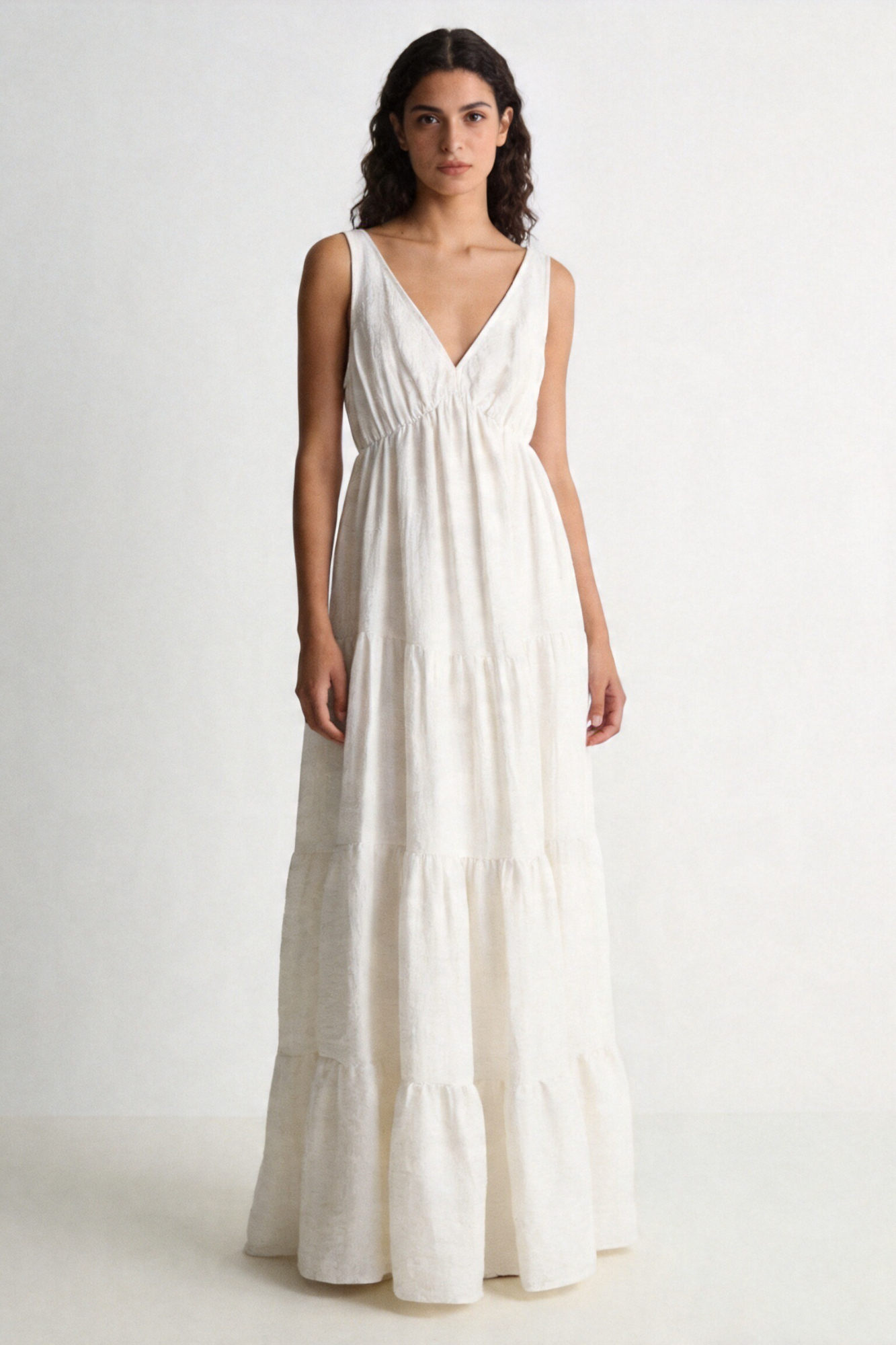 robe longue beige coupe fluide