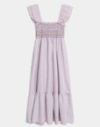 robe midi rayée lilas vue à plat