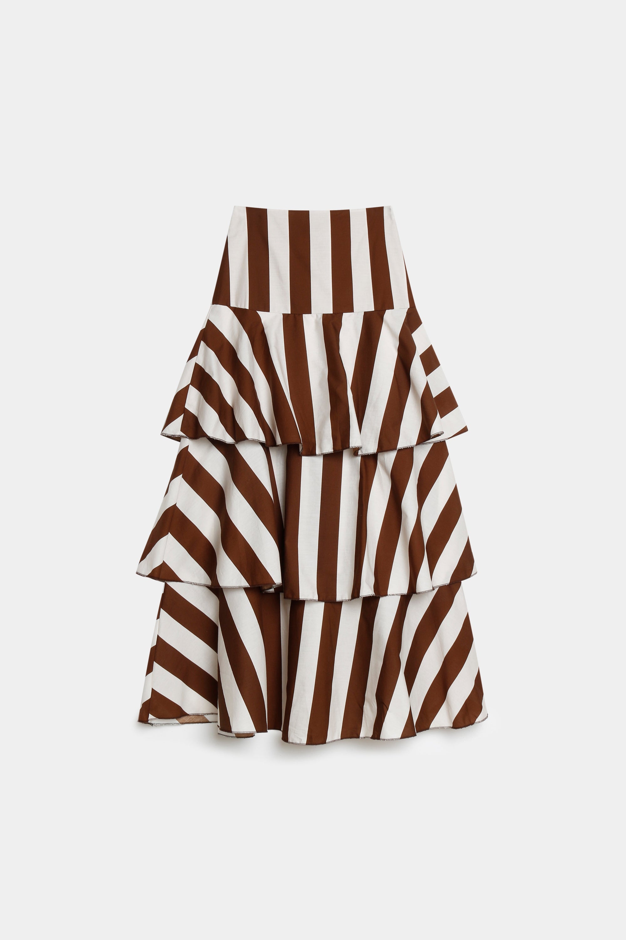 jupe rayée coton beige vue à plat