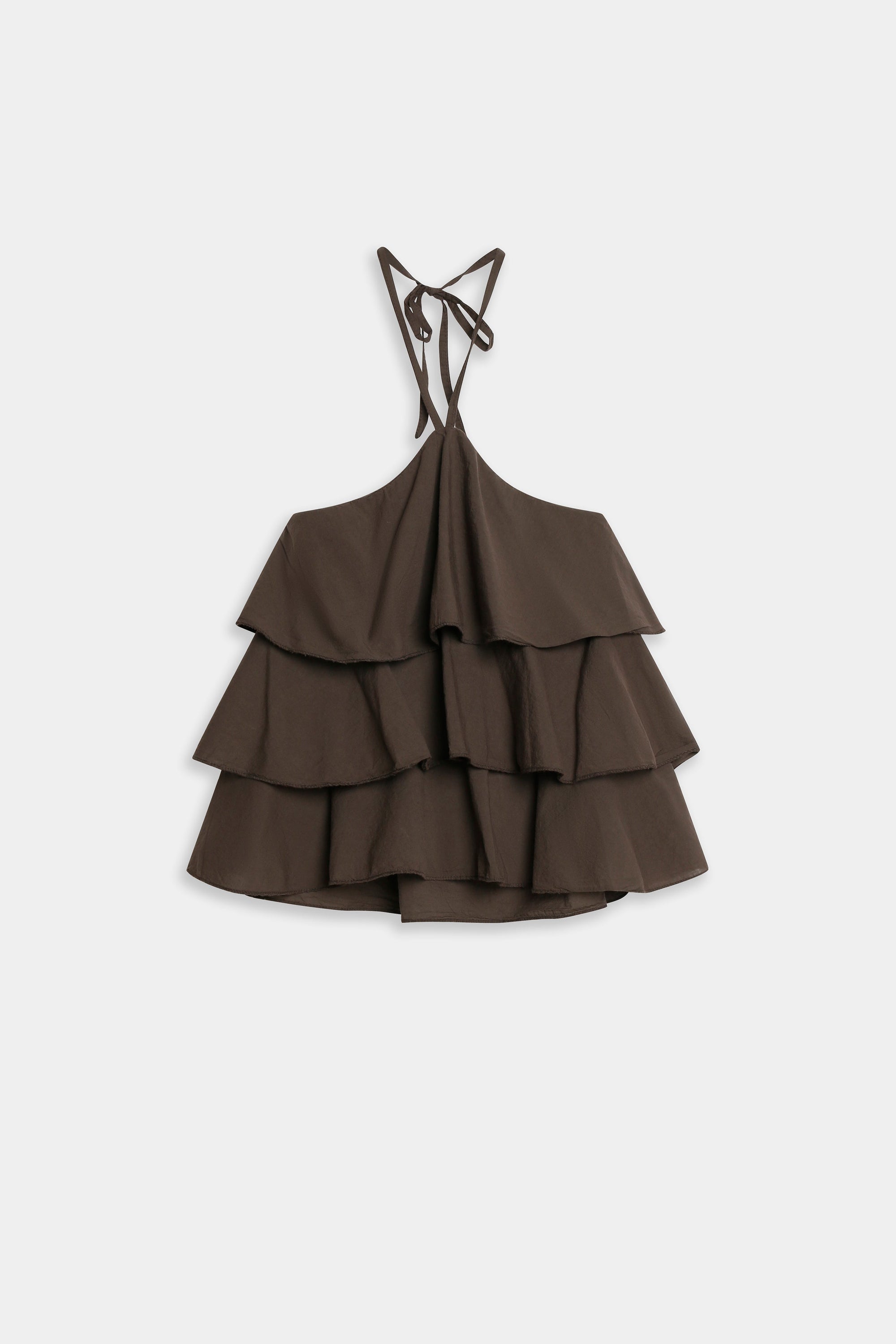 top halter coton marron à plat féminin