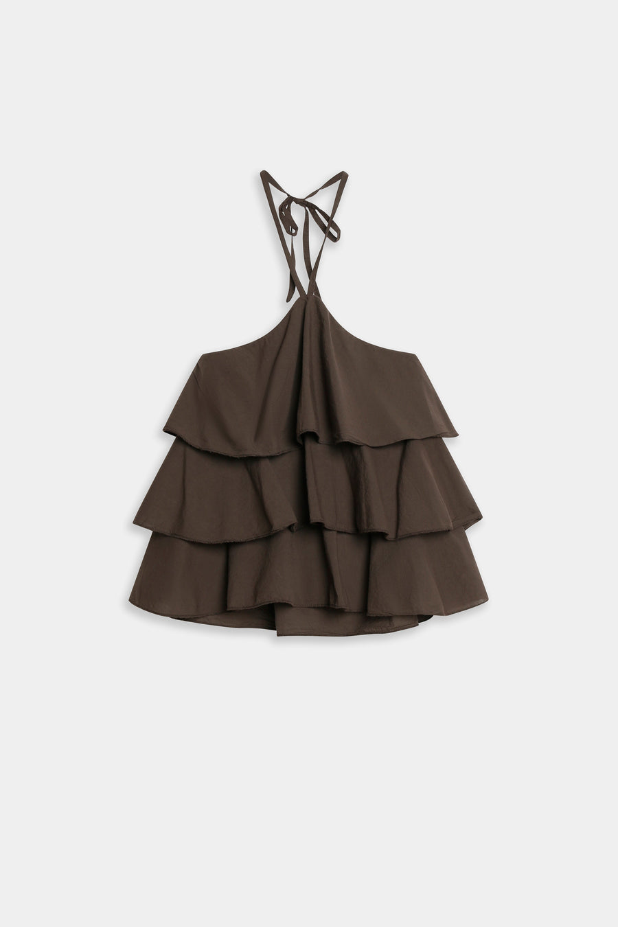 top halter coton marron à plat féminin