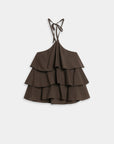 top halter coton marron à plat féminin
