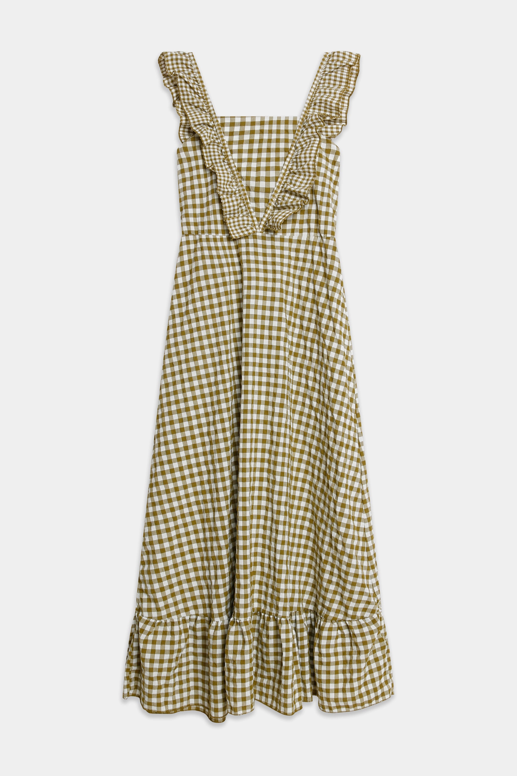 robe midi col carré volants vert