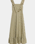 robe midi col carré volants vert