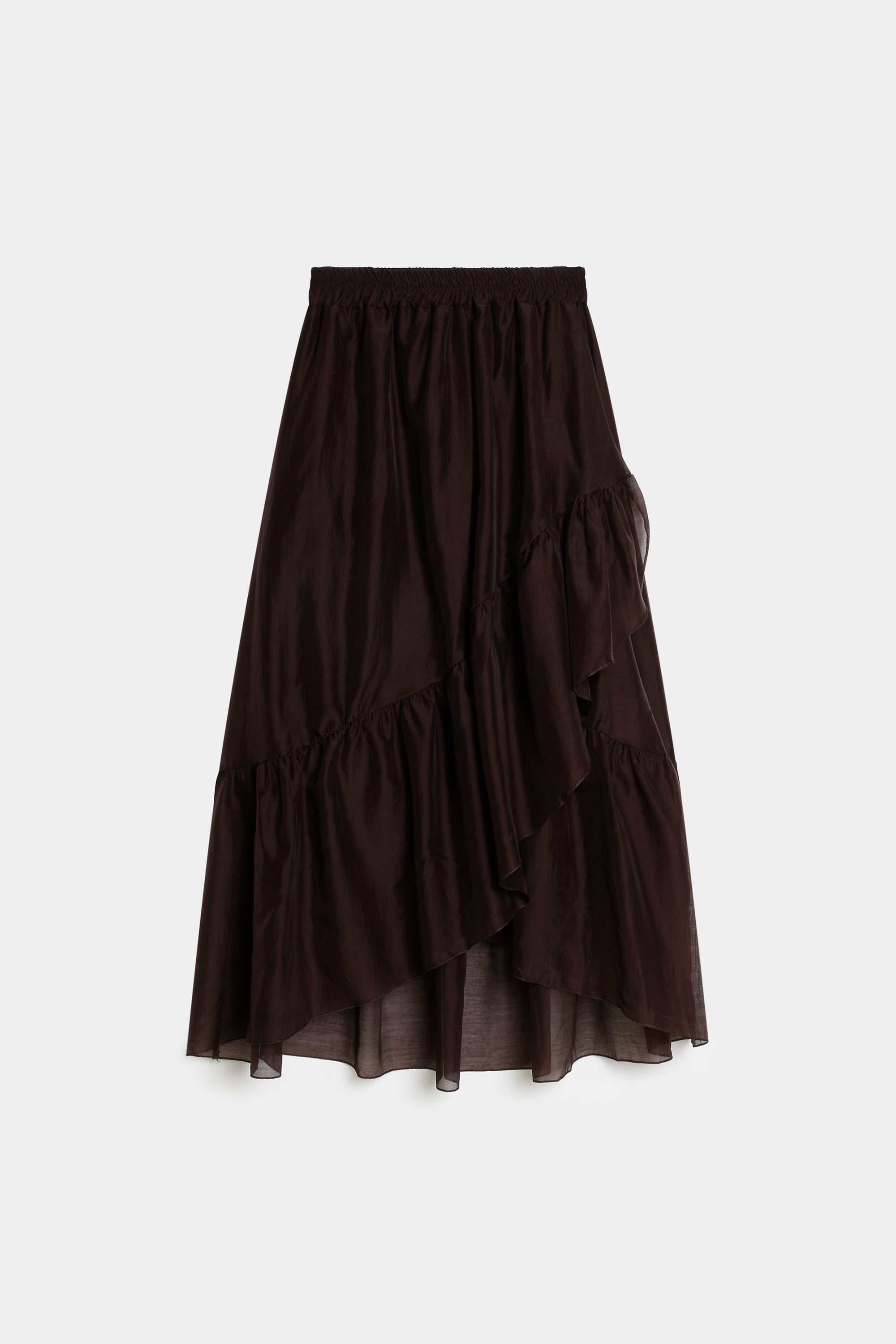 jupe tencel fluide femme marron vue studio devant