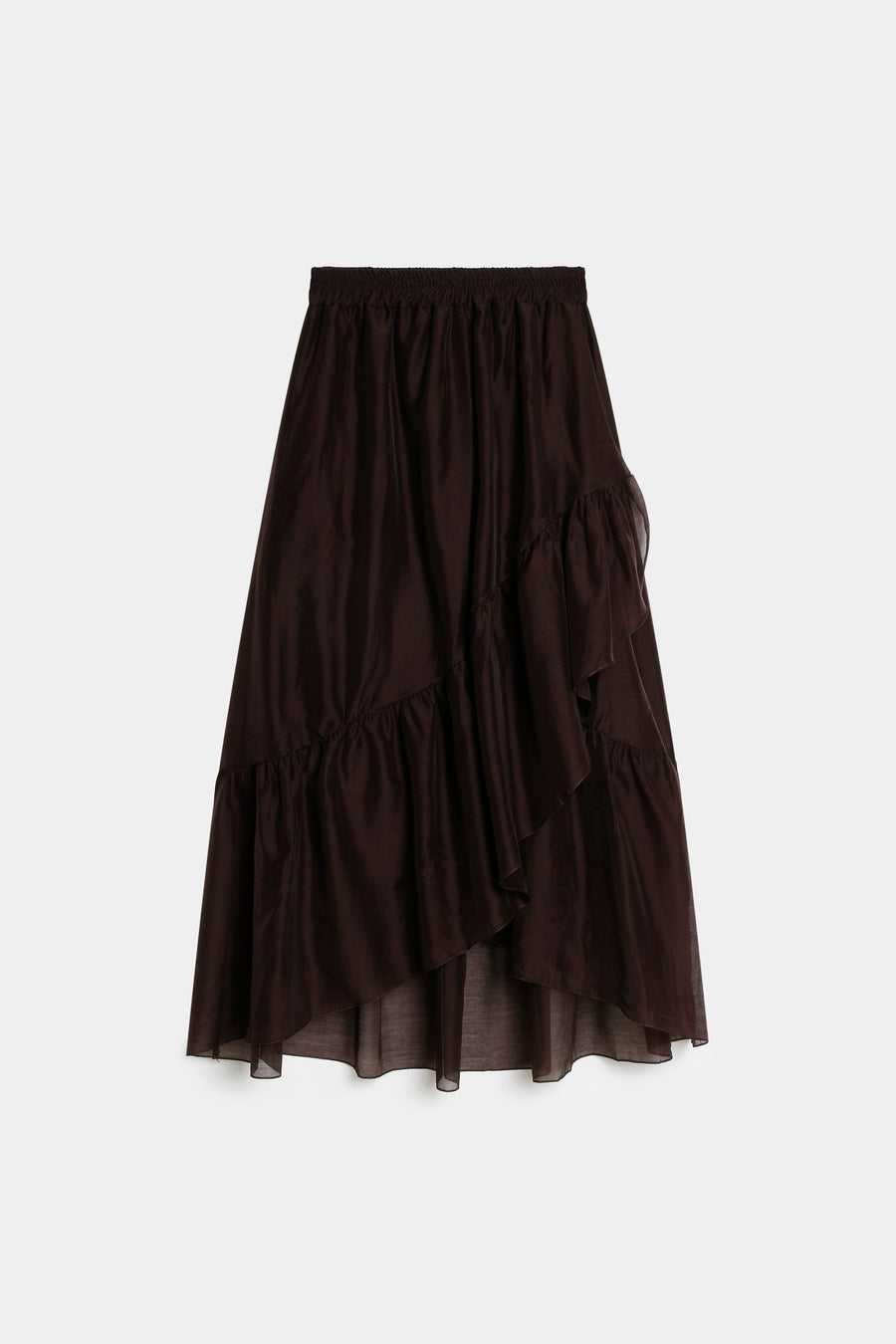 jupe tencel fluide femme marron vue studio devant