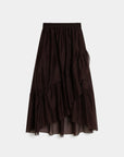 jupe tencel fluide femme marron vue studio devant
