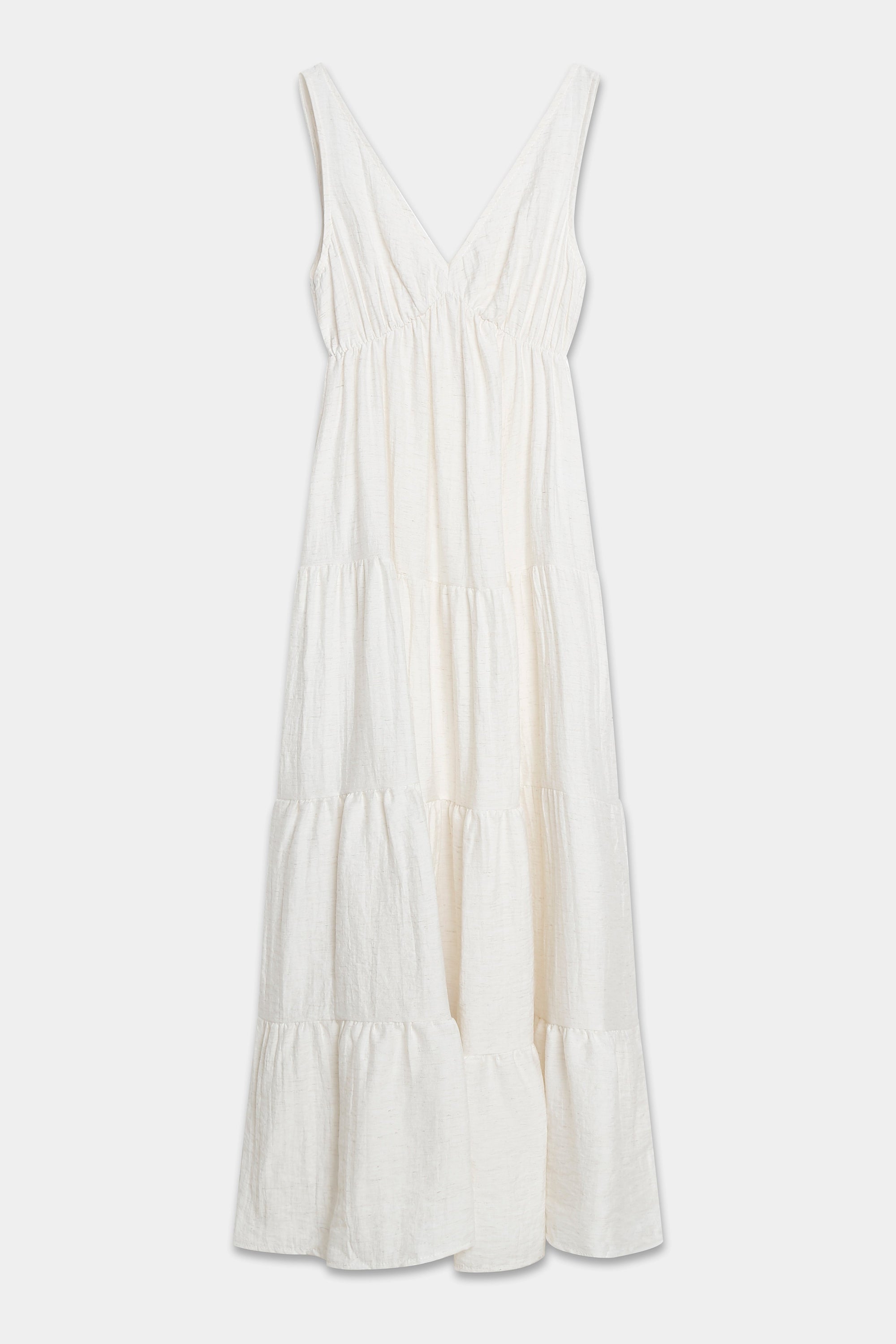 robe longue beige détail bretelle