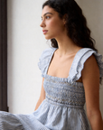 focus robe midi bleu ciel buste et bretelles