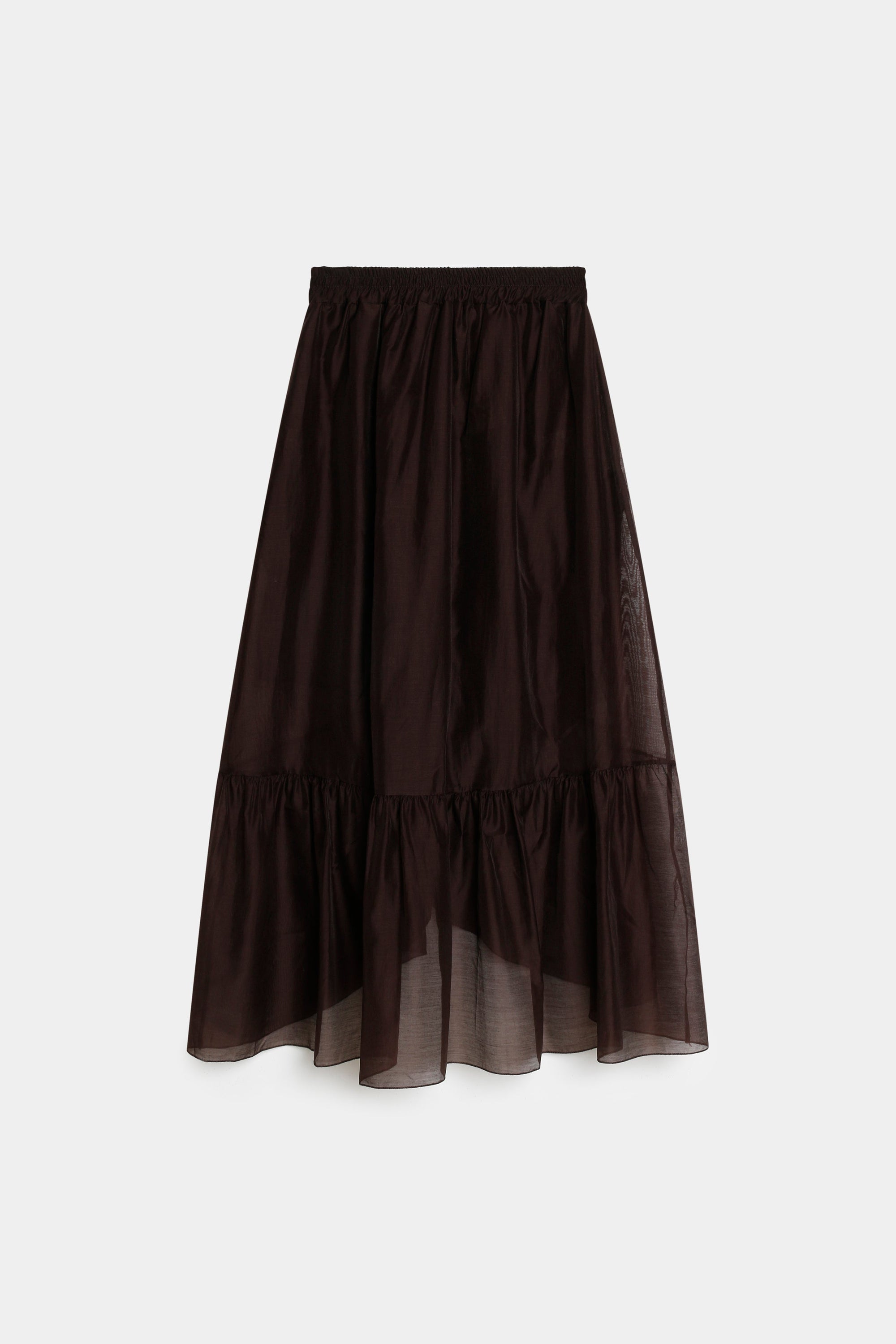 jupe tencel fluide femme marron vue studio dos