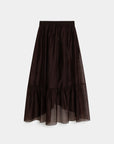 jupe tencel fluide femme marron vue studio dos