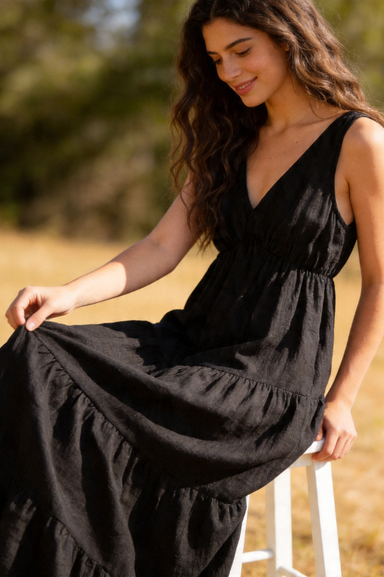robe longue noire coupe fluide