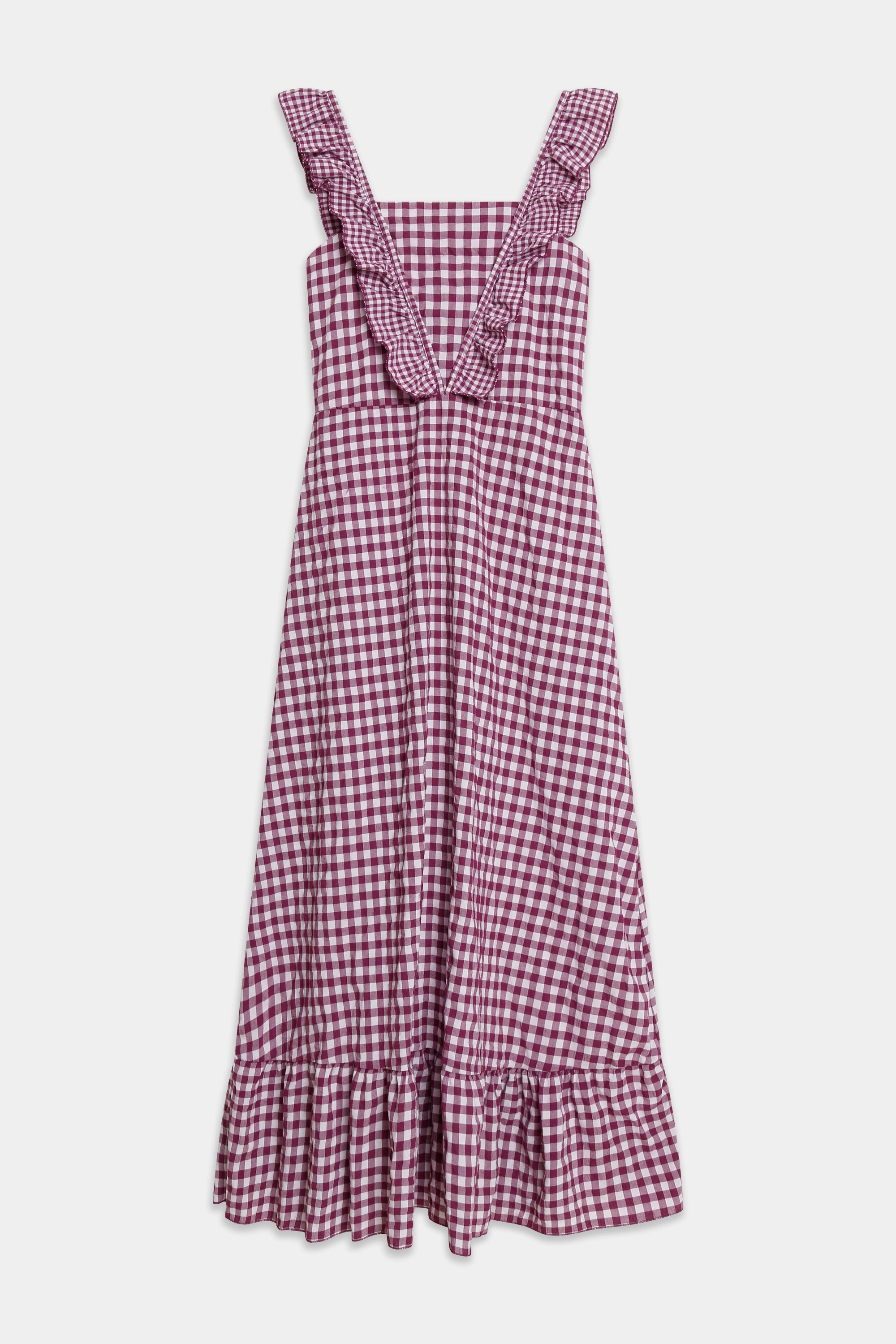 robe midi col carré volants violet