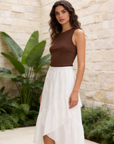jupe tencel fluide femme blanc portée profil