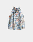 top halter imprimé fleurs dos bleu clair